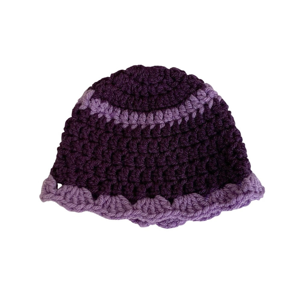 Handmade Crochet Baby Hat Purple Lavender Soft Knit Infant Beanie Newborn Gift